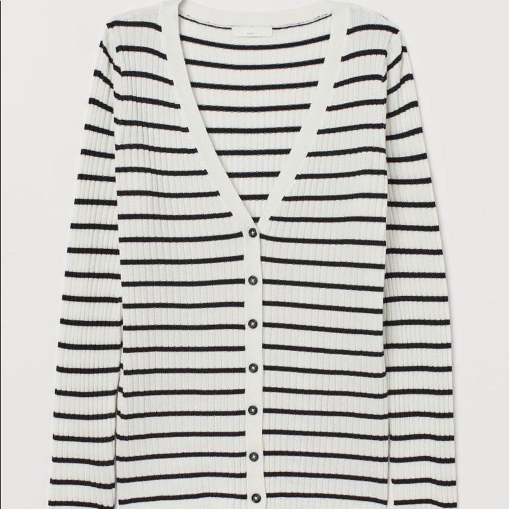 H&M Rib knit cardigan white/black
